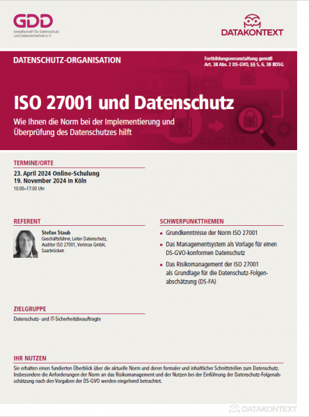 ISO 27001 und Datenschutz
