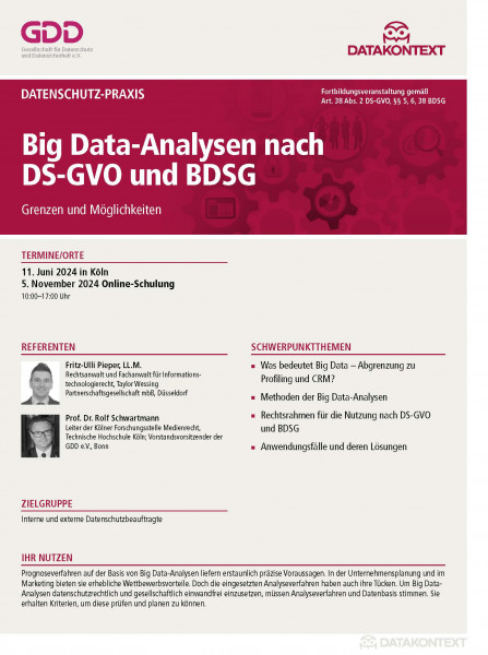 Big-Data-Analysen nach DS-GVO und BDSG