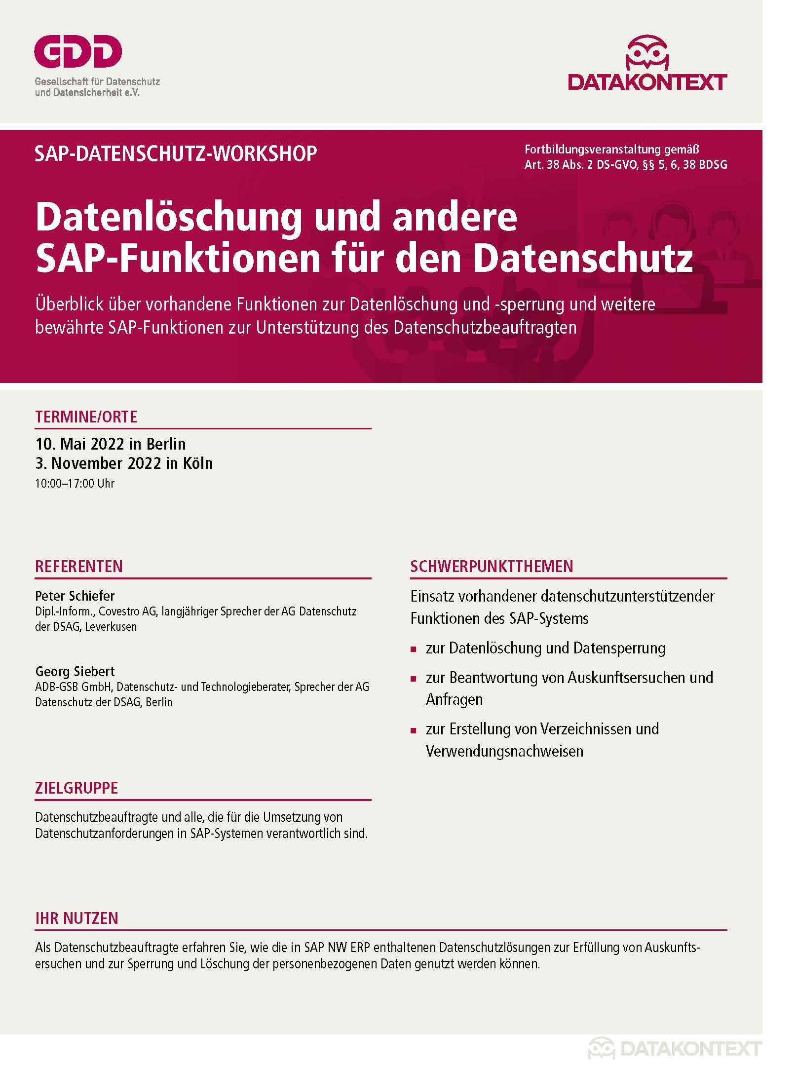 Datenlöschung und andere SAP-Funktionen für den Datenschutz